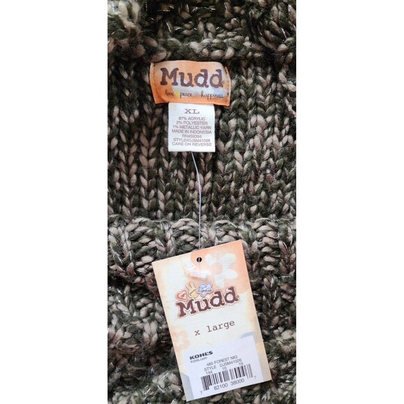 Mudd Woman's XL Tunic Sweater Y2K Cowl Neck NWT Green Metallic - Picture 3 of 6